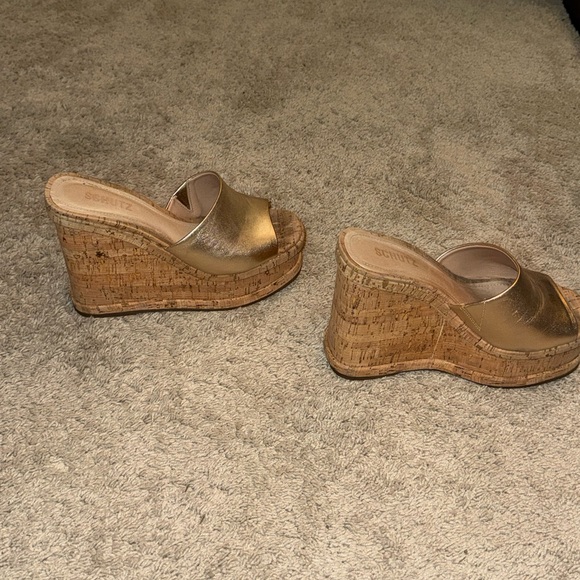 SCHUTZ Gold Wedge Sandals - Picture 8 of 9